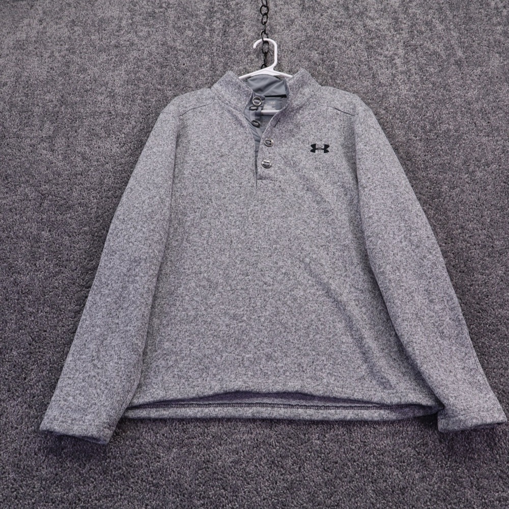 Under Armour Sweater Mens Large Gray ColdGear Storm Henley Fleece Pullover